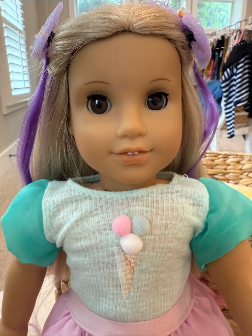 Kids Roller Skate Doll in Pink & Teal Dress - Picture 3 of 11